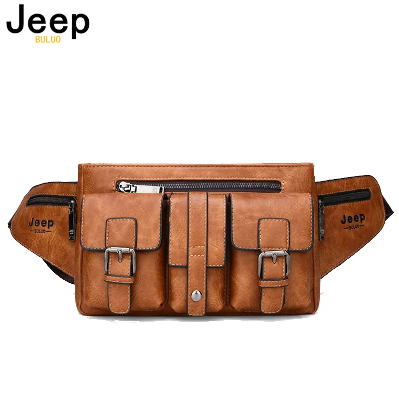 

Мужская кожаная нагрудная сумка JEEP BULUO, оранжевая сумка на пояс, брендовая Сумка для документов, походная сумка для телефона, все сезоны, 2019