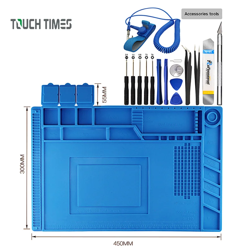 

Силиконовый коврик для паяльной станции, теплостойкий изоляционный рабочий коврик, инструменты 16 шт., BGA