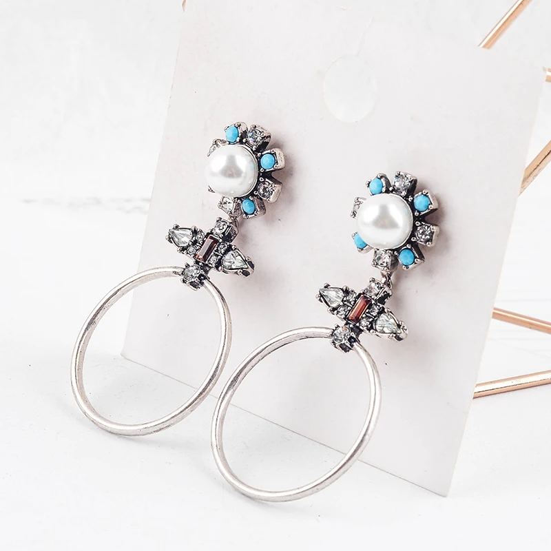 Массивные серьги из смолы акриловый жемчуг синий кристалл Винтажные для женщин