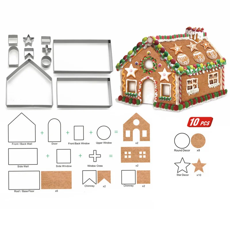 Форма для печенья из нержавеющей стали 3D имбирный домик трехмерные инструменты