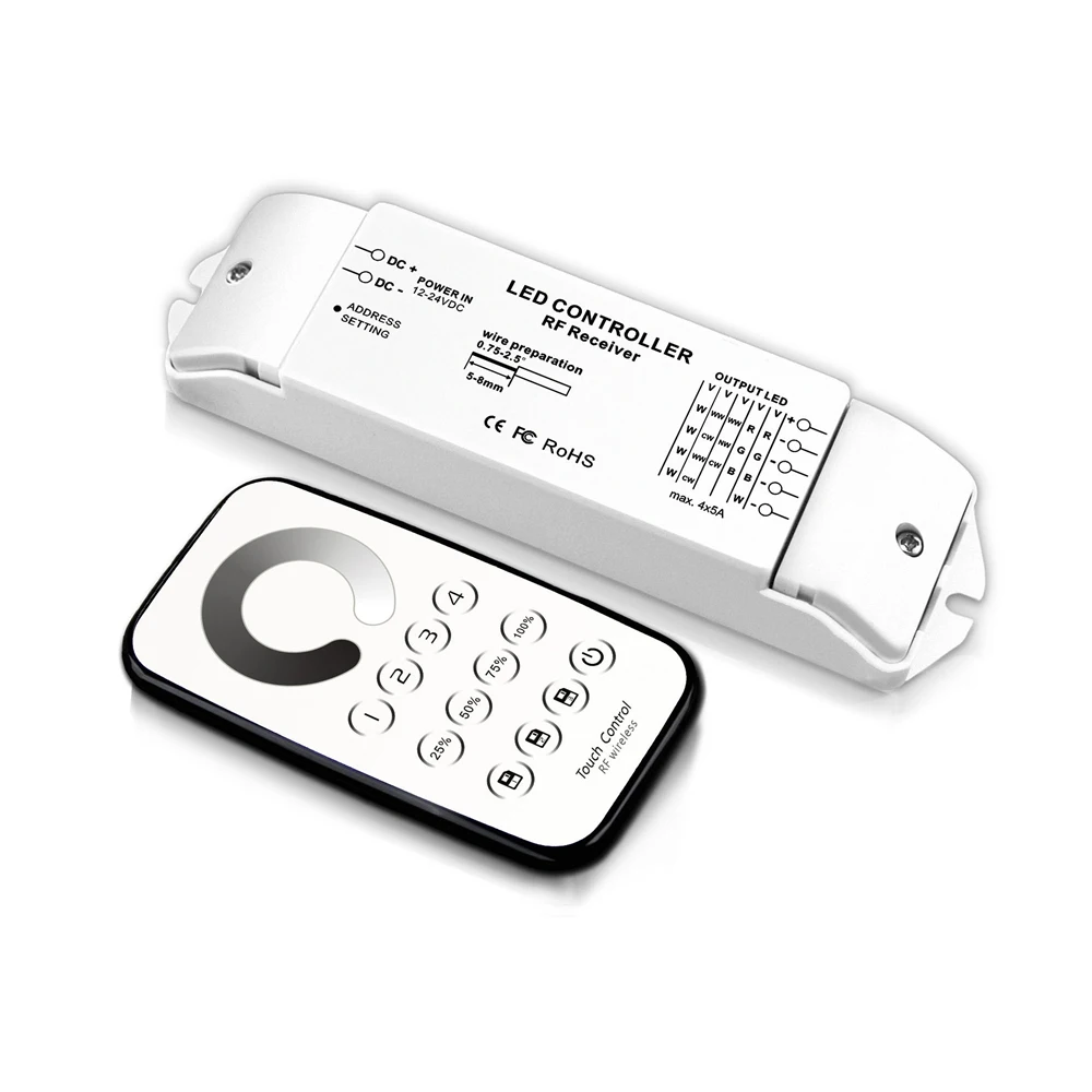 Одноцветный светодиодный регулятор яркости Bin color T6 + R4M 5 А * 4 канала с сенсорным