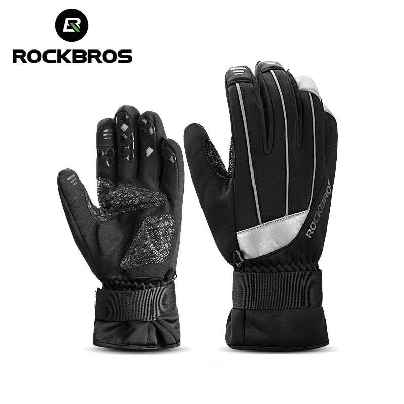 Велосипедные зимние водонепроницаемые перчатки ROCKBROS для сенсорных экранов