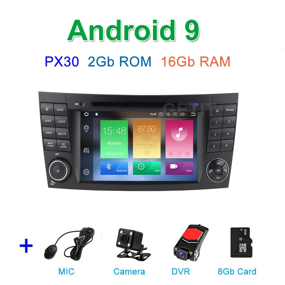PX30 CAM DVR SD PX6 Автомобильный DVD стерео Мультимедиа Радио Android 9 для Mercedes Benz e-класс W211 E200 E220 E300 E350 E240 E270 E280 CLS класс W219 - Цвет: PX30 CAM DVR SD