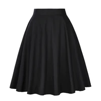 2021 summer black skirt a line short flare skirts womens knee length 40s 50s 60s vintage high waist school cotton women skirt