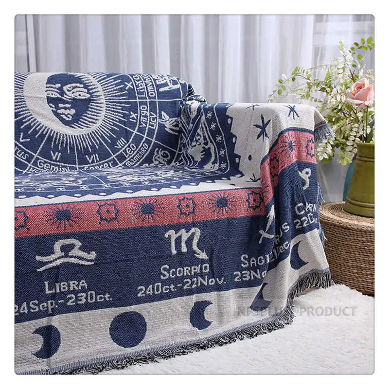 Роскошное одеяло для дивана вязаный дизайн зодиака 130x180 см покрывало стула пледы