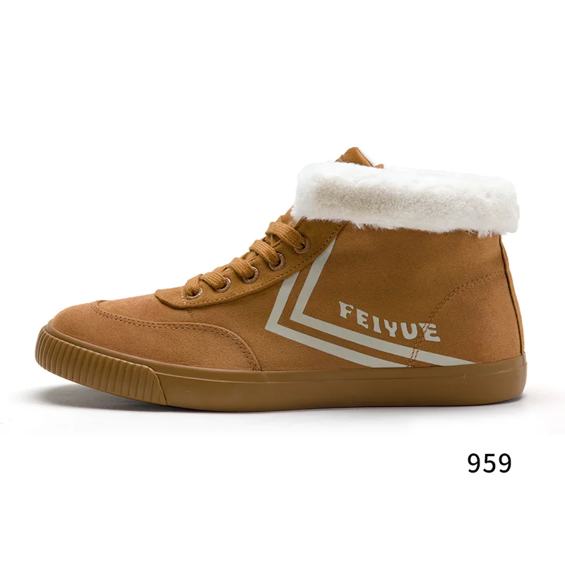 Feiyue/зимняя парусиновая обувь 959 г. Женская обувь для мужчин вулканизированные Кеды высокие рыцарские хлопковые туфли на плоской подошве, 2 цвета - Цвет: 959