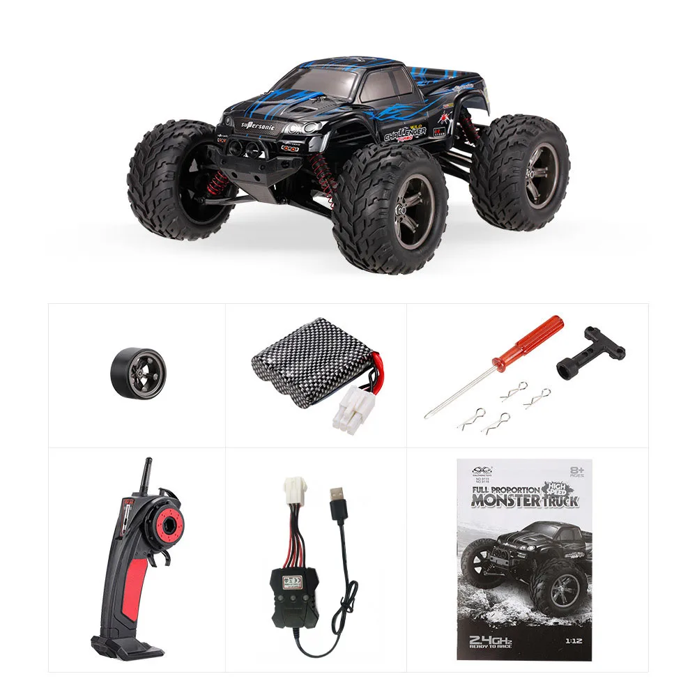Blue-USB plug 9115 1/12 2WD RC автомобиль 40 км/ч 2,4 ГГц Электрический RTR высокая скорость скалолазание RC автомобиль амортизация дизайн большой ноги RC автомобиль игрушки для детей - Color: Blue-USB plug