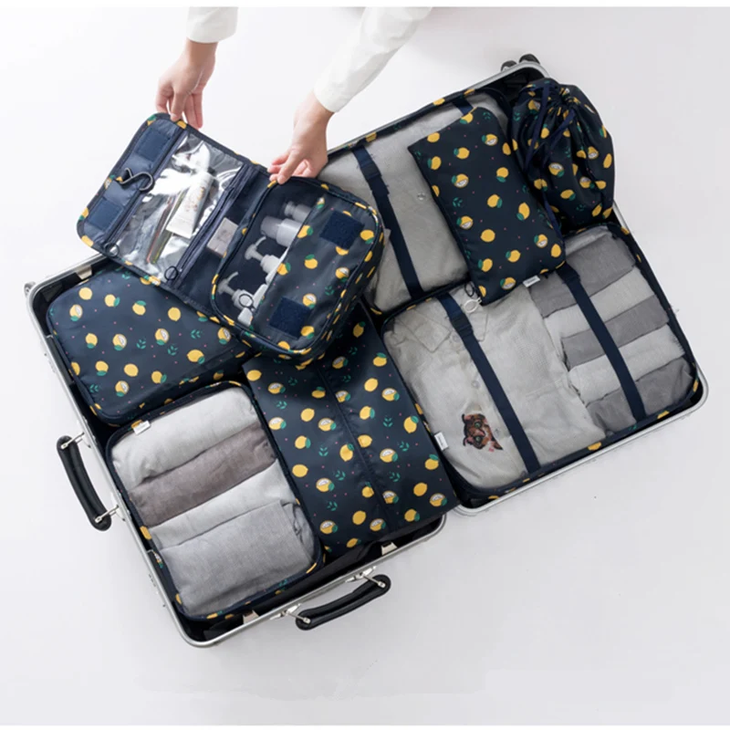 New 8Pcs/set Large Capacity Luggage Travel Bag Clothes Underwear Cosmetic Storage Bag Baggage Packing Suit Organizer Wash Bags