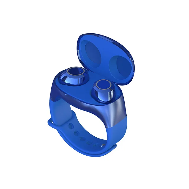 blue HM50 TWS Bluetooth 5,0, беспроводные портативные наушники с сенсорным управлением, наушники на запястье, ушные вкладыши, спортивный Тип, зарядная коробка, браслет, гарнитура - Цвет: blue