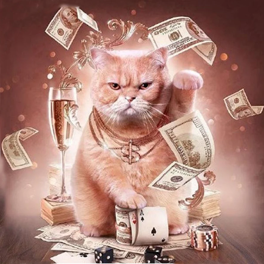 

5D Diy Diamond Painting Cat Dollar Cross Stitch Full Drill Resin Diamond Embroidery Kits Paint Diamond Mosaic Home Decoration