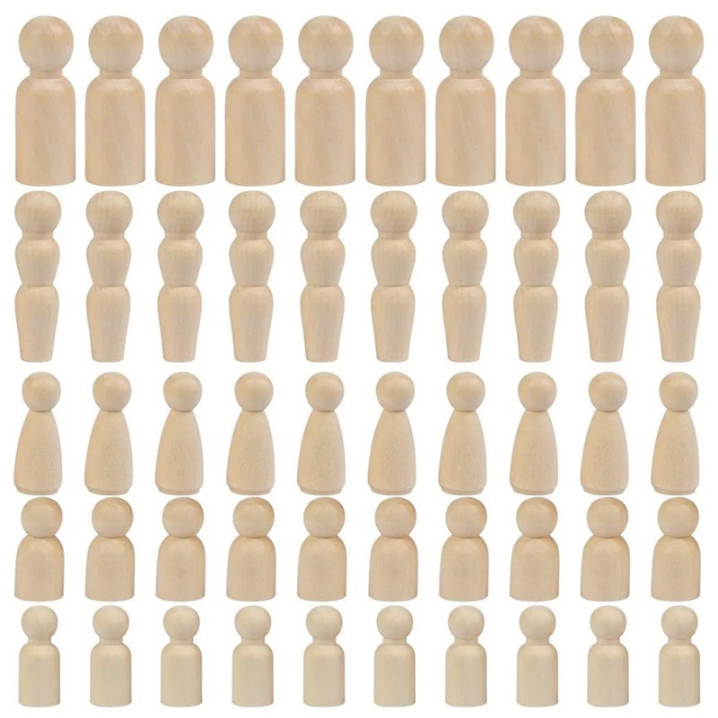 

Unfinished Wooden Peg Dolls,Family Peg People Doll Body,Natural Decorative Wood Figures for Painting,Craft Projects 50Pc