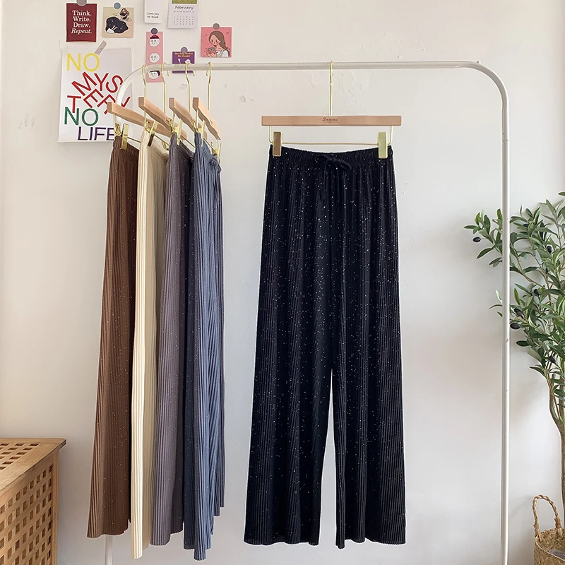 

Straight pants female ins super fire Korean version of loose and thin students all-match drape casual pants