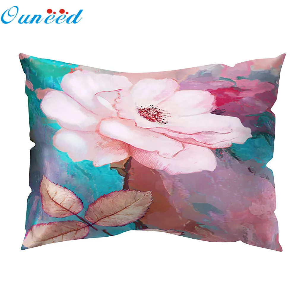 Чехол для подушки Ouneed с акварельным узором розы наволочка 30*50 см Цветочный Декор