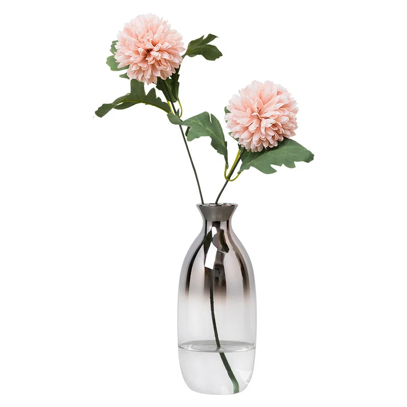 Nordic Стекло ваза фигурка серебро сухой цветок настольные горшки украшение дома