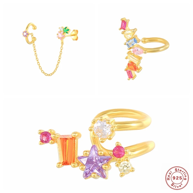 

Серьги-клипсы женские из серебра 925 пробы, разноцветные, без пирсинга, украшения для свадьбы