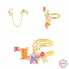 Серьги-клипсы женские из серебра 925 пробы, разноцветные, без пирсинга, украшения для свадьбы