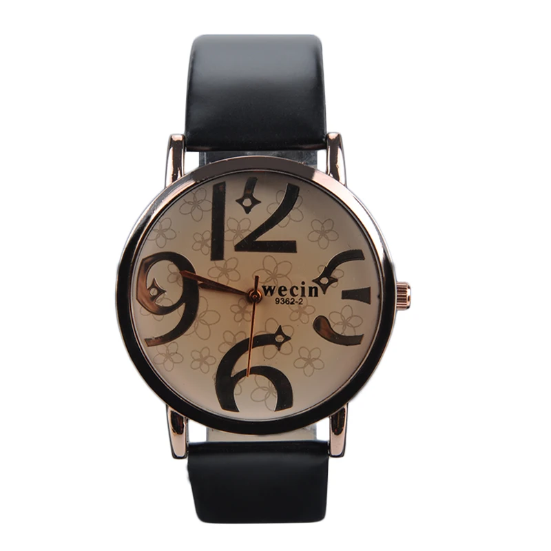 

Unisex Gift Arabic Numerals Easy Read Round Case Simple Hasp Quartz Analog Fashion PU Leather Band Wrist Watch