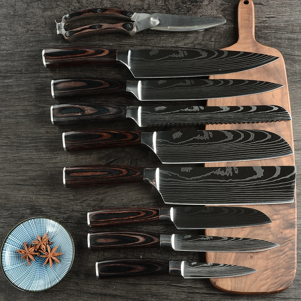 1 8 12 шт. немецкий набор ножей из нержавеющей стали фруктовый нож Santoku шеф-повара