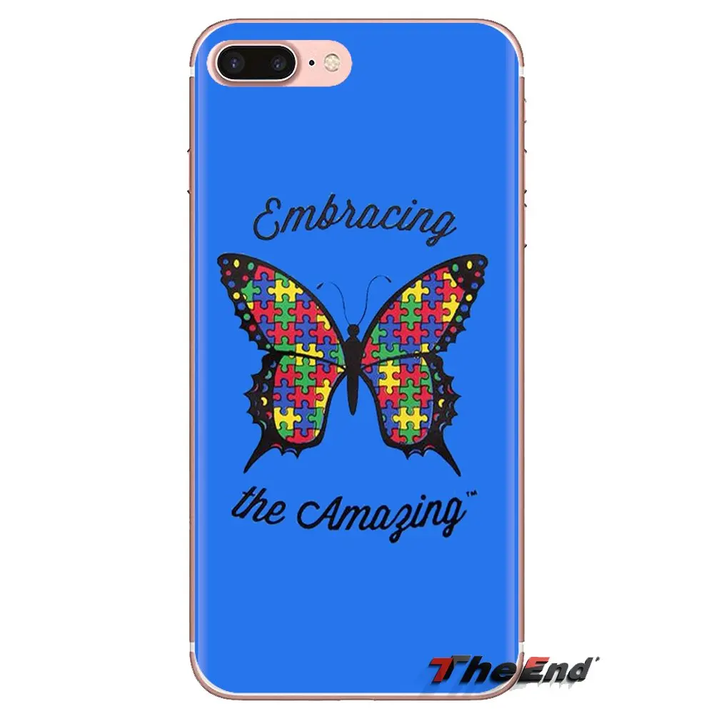 Silicone Shell Covers Beautiful Autism Awareness butterfly For iPod Touch Apple iPhone 4 4S 5 5S SE 5C 6 6S 7 8 X XR XS Plus MAX |