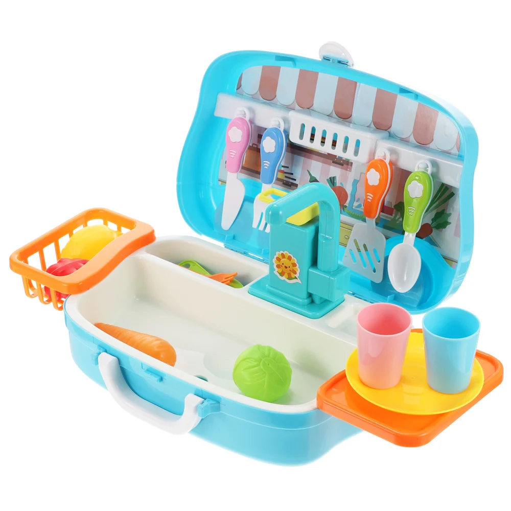 

1 Set Play Sink with Running Water Kid Play Kitchen Dishwasher Role Play