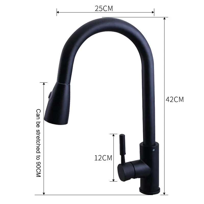 

304 Stainless Steel Kitchen Faucet Hot And Cold Water Scalable Retractable Pull Out Faucet Tap Kitchen Bathroom Accessories