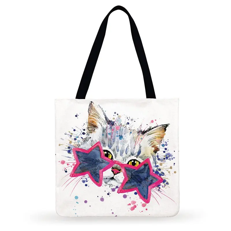 Женская Повседневная Сумка-тоут с рисунком щенка котенка пляжная сумка на плечо