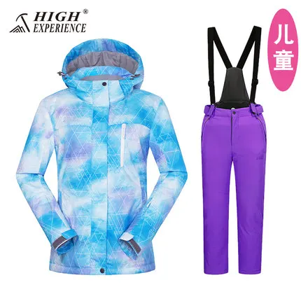 girls SET 6 Детский лыжный костюм, зимний костюм для детей, зимняя куртка и штаны, костюм для сноуборда для мальчиков и девочек, лыжная одежда - Цвет: girls SET 6