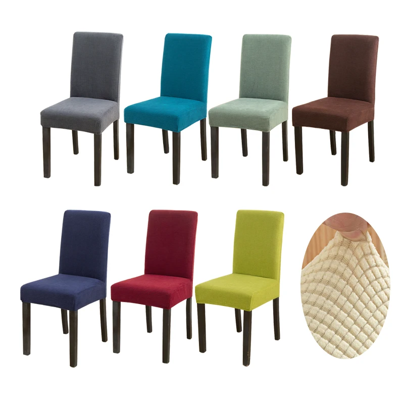 

Thick Solid Jacquard Chair Covers Spandex For Wedding Dining Room Office Banquet Housse De Chaise Chair Cover