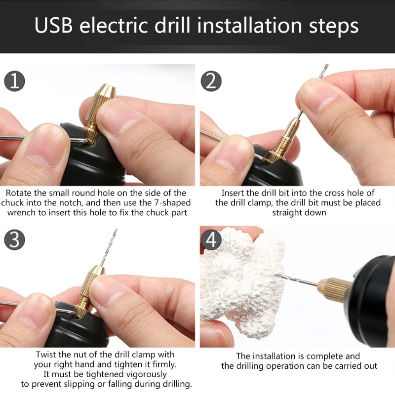 

Geneic Handheld Mini Electric Drill for Pearl Epoxy Resin Jewelry Making DIY Wood Crafts Tools with 5V USB Data Cable