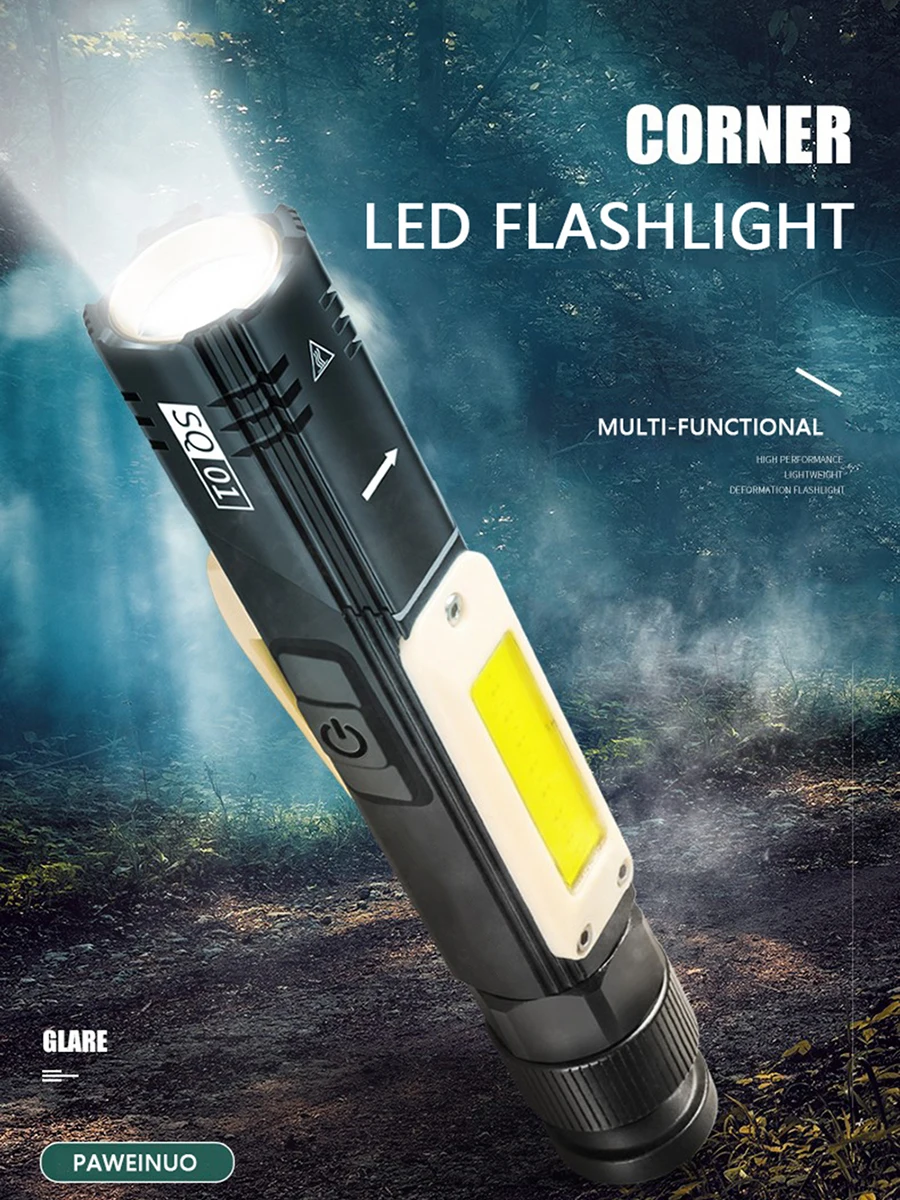 Светодиодный фонарик рабочий свет usb зарядка встроенный аккумулятор фонарь для