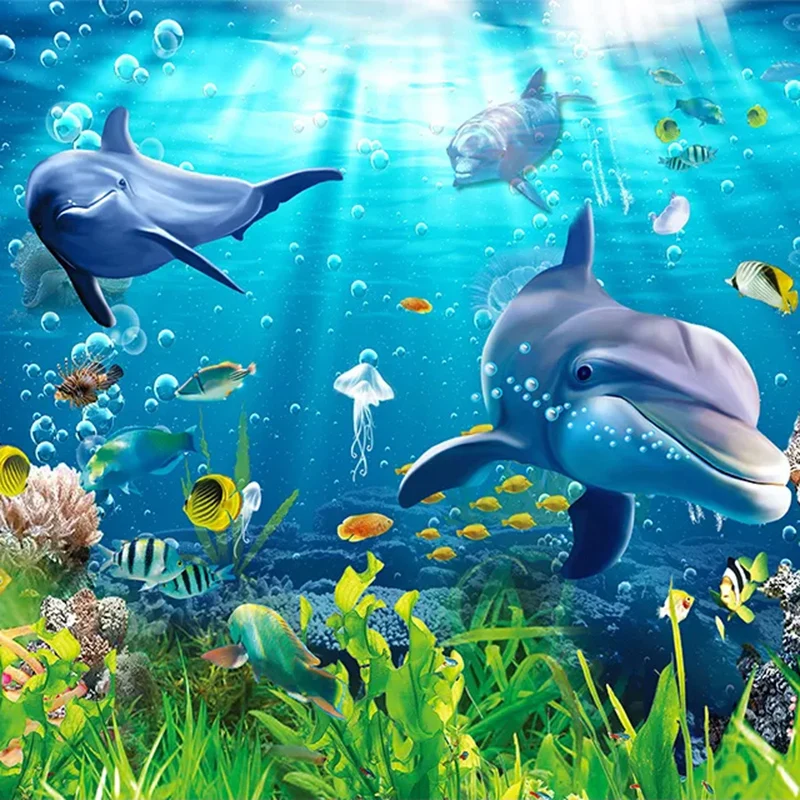 Custom Photo Wallpaper For Walls 3D Underwater World Dolphin Children Room Living Bedroom TV Background Decor Wall Mural | Обустройство