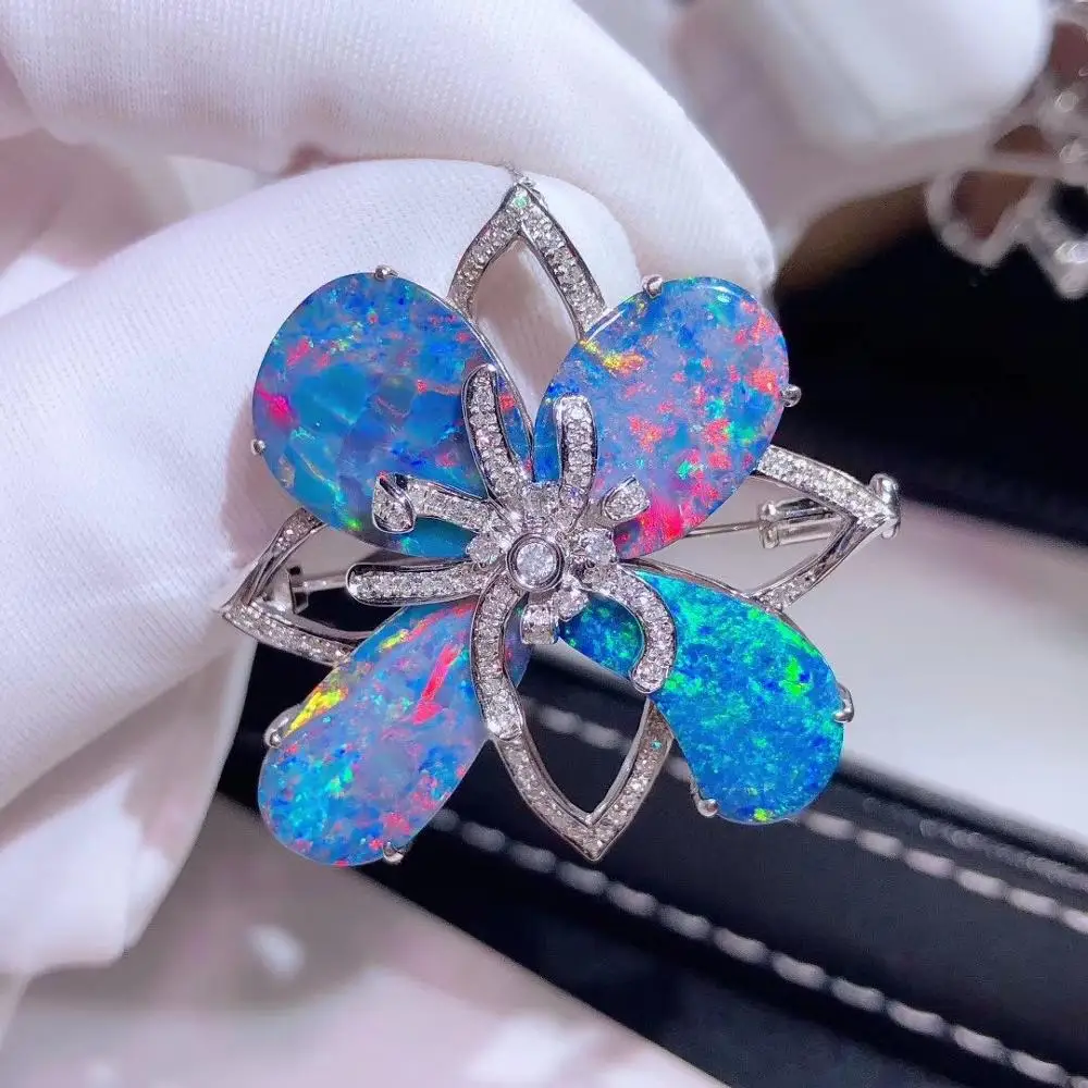 Женская Брошь из 18 каратного золота с опалом 100% карата|Украшения для волос броши