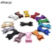 2pcslot 55 colors chic kids 3 glitter leather hair bow clips children hairpin girls bowknot hairgrip hair accessories headwear