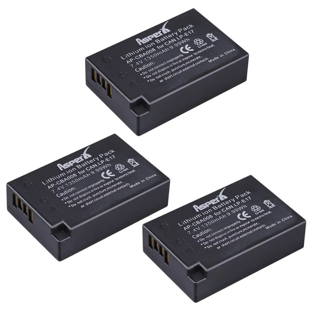3 шт. 1350 мАч LP E17 светодиодный аккумулятор + встроенный USB двойное зарядное