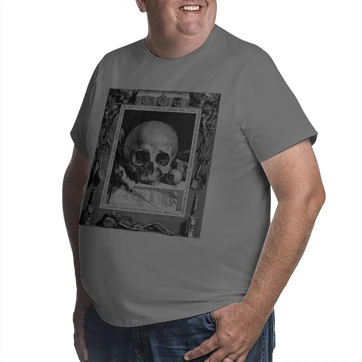 

Halloween Skull Men Plus T Shirts Breathable Cotton Summer Clothes for Big Man Black T-shirts Workout Top Tees 6XL TX6117