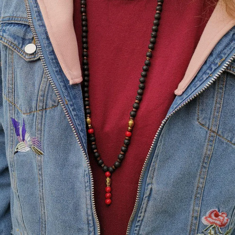 

Mcllroy mens necklaces pendants 8mm natural tiger eye stone beads buddha cross necklace for women custom Mala jewelry 2020 gift