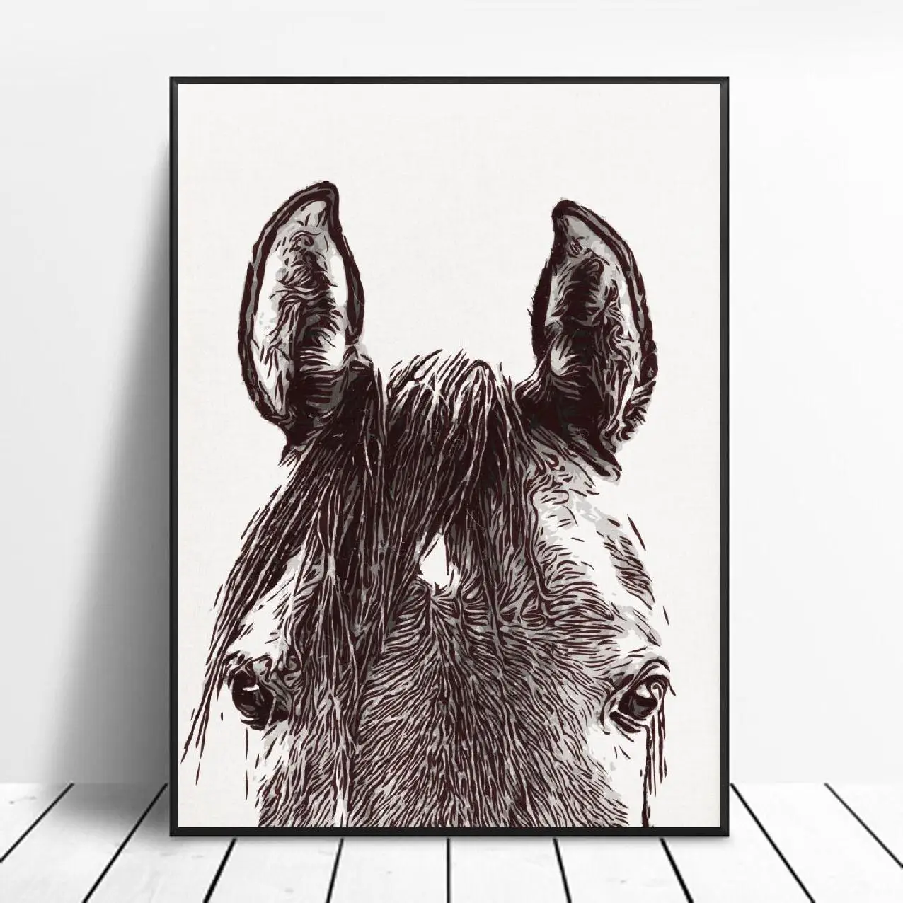 Рисунок лошади корова искусство холст плакат украшение для дома рисование без