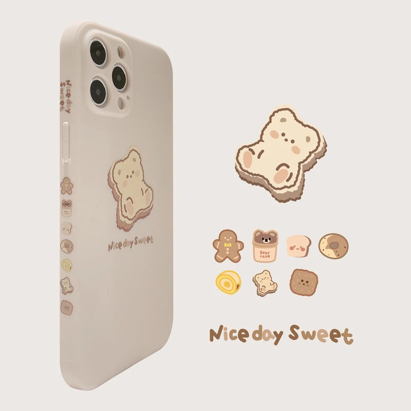 sweet bear phone case cute protective cover silicone capa for iphone xs max 13 12 14 pro max mini 7 8 plus x xr 11 shell fundas