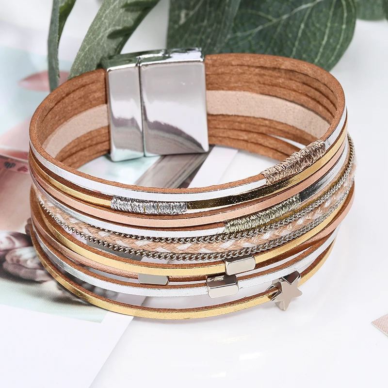 ZG кожаные браслеты для женщин Звездные Браслеты Дружбы Pulseira Masculina ювелирные изделия