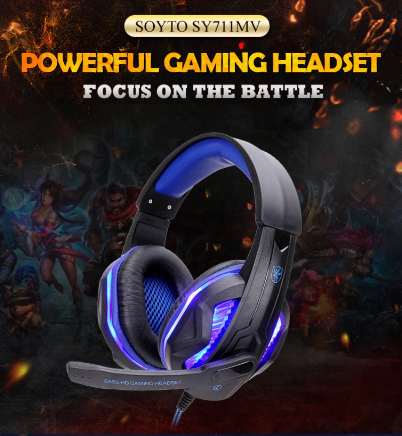 

Cool LED Gaming Headset Wired Headphones PC Headphone Headband Stereo Game Earphone With Microphone For Xbox One PS4 PC Computer
