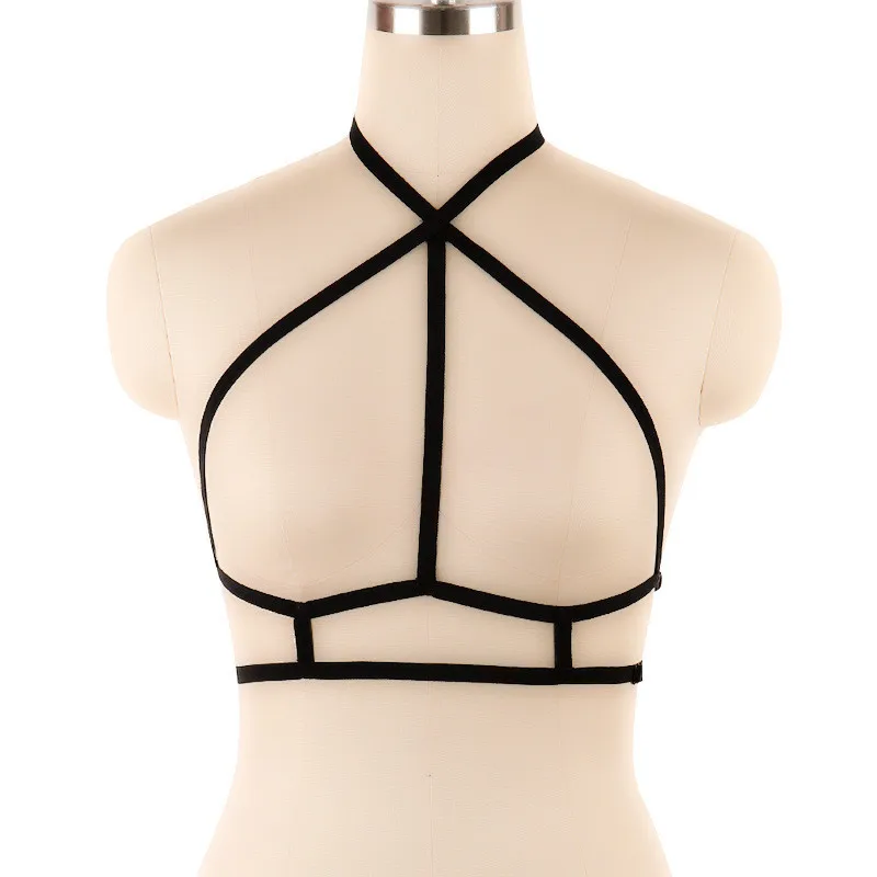 

Женский кружевной бюстгальтер, эластичный бюстгальтер в клетку, сексуальное нижнее белье из полиэстера, готическое бондажное белье, портуп...