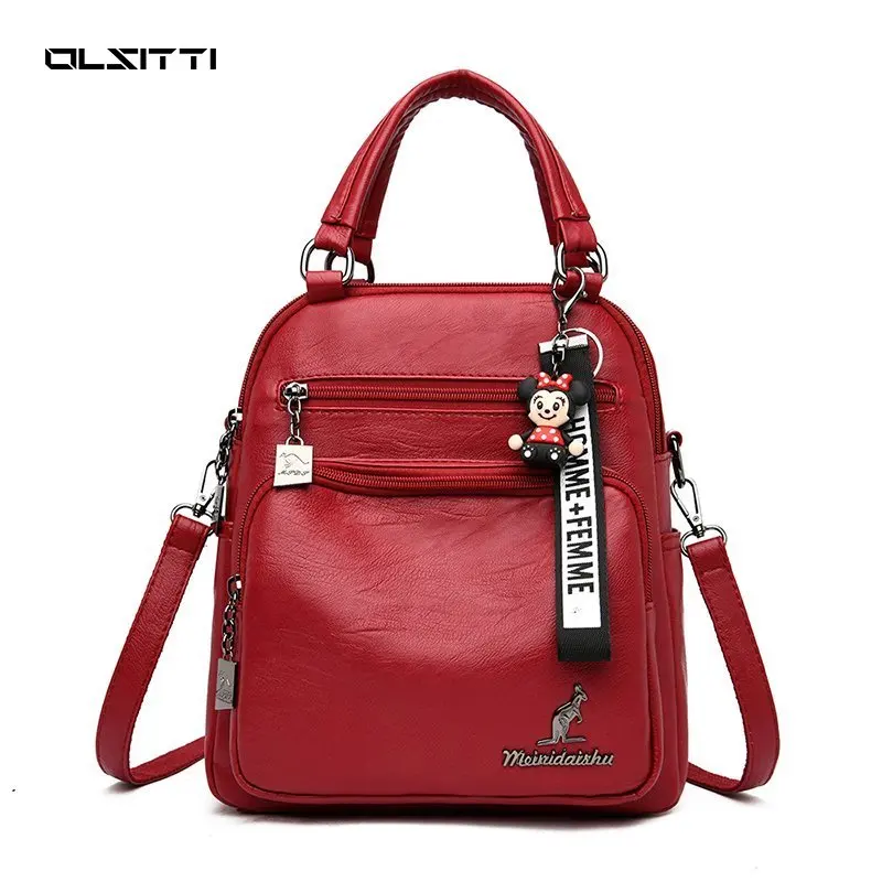 

OLSITTI Fashion High Quality Pu Leather Luxury Backpacks for Women 2021 School Bags Large Shoulder Travel Bag Bolsas Feminina