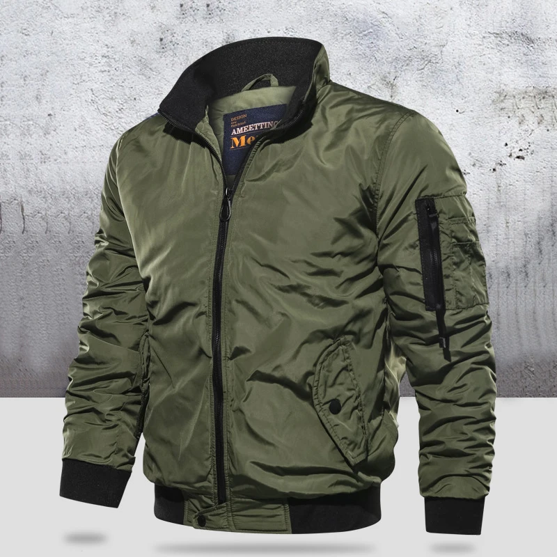 Куртка в стиле милитари мужская Тонкая куртка пилот зима повседневная кофта с