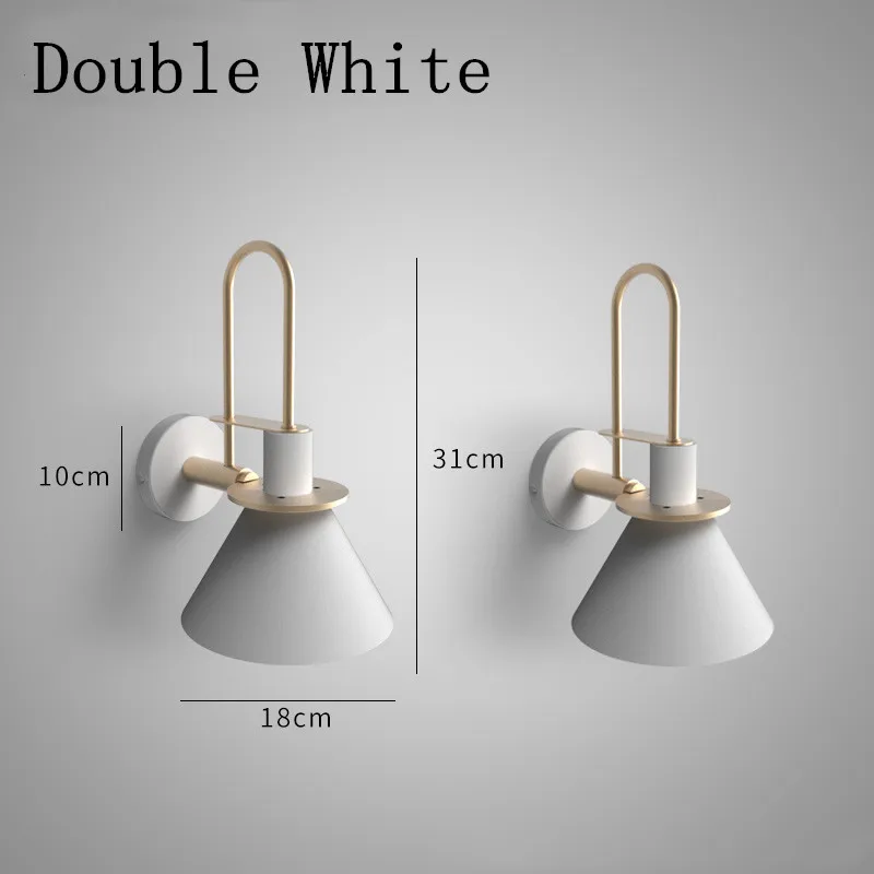 Double White Современный светодиодный настенный светильник, скандинавский настенный светильник, 90-260 В, лампы, светильник, Светильники для прикроватной кровати, лофт, домашний светильник, светодиодный светильник для дома - Цвет абажура: Double White