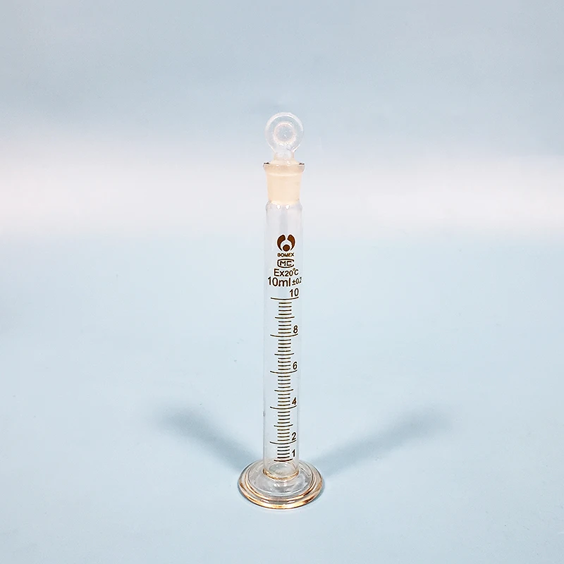 High borosilicate glass measuring cylinder with graduations and ground-in glass stopper,Capacity 10ml,Laboratory Cylinder