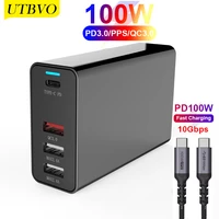 utbvo 100w 4 port power delivery quick charger station type c pd charger for macbook proairdelllenovo iphone 12galaxypixel