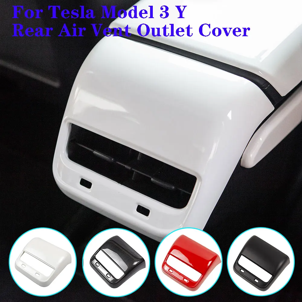 

For Tesla Model 3 Y Carbon Fiber ABS Rear Air Vent Outlet Cover Trim Anti-scratch Car Accessories USB hole Cover 1PC