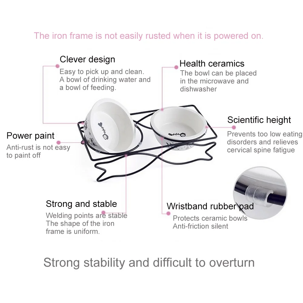Кошачья миска Керамика Нержавеющая сталь двойная собачья для кошачьего корма