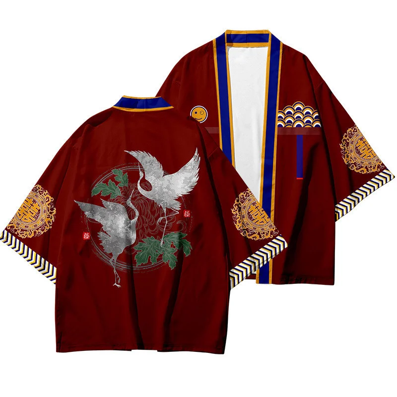Кимоно удзумаки Akatsuki с красными облаками женское японское кимоно рубашка юката