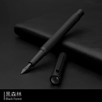 hongdian black metal fountain pen ink pen titanium black fine nib beautiful tree texture business office school supplies writing